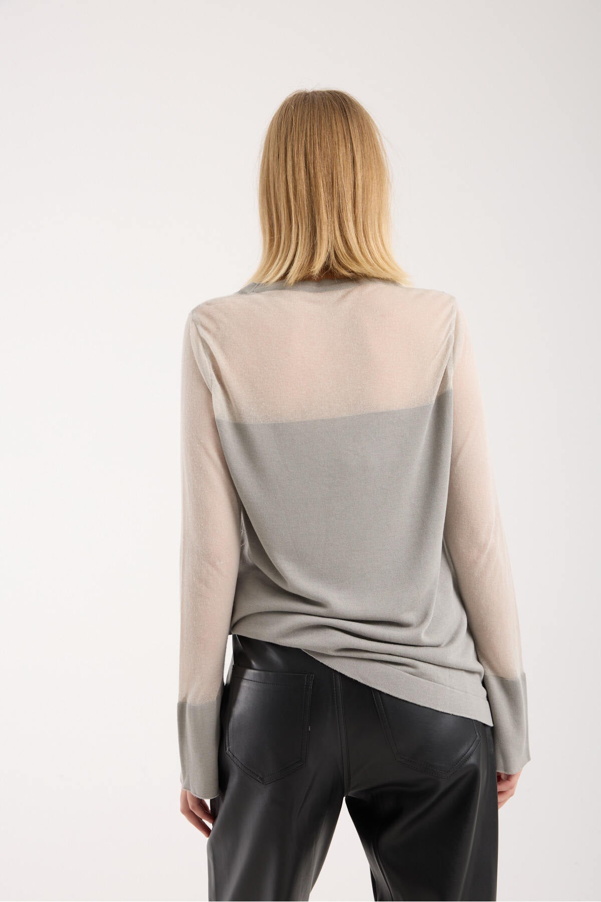 Kadın triko kazak ince transparan detaylı yumuşak doku 3521