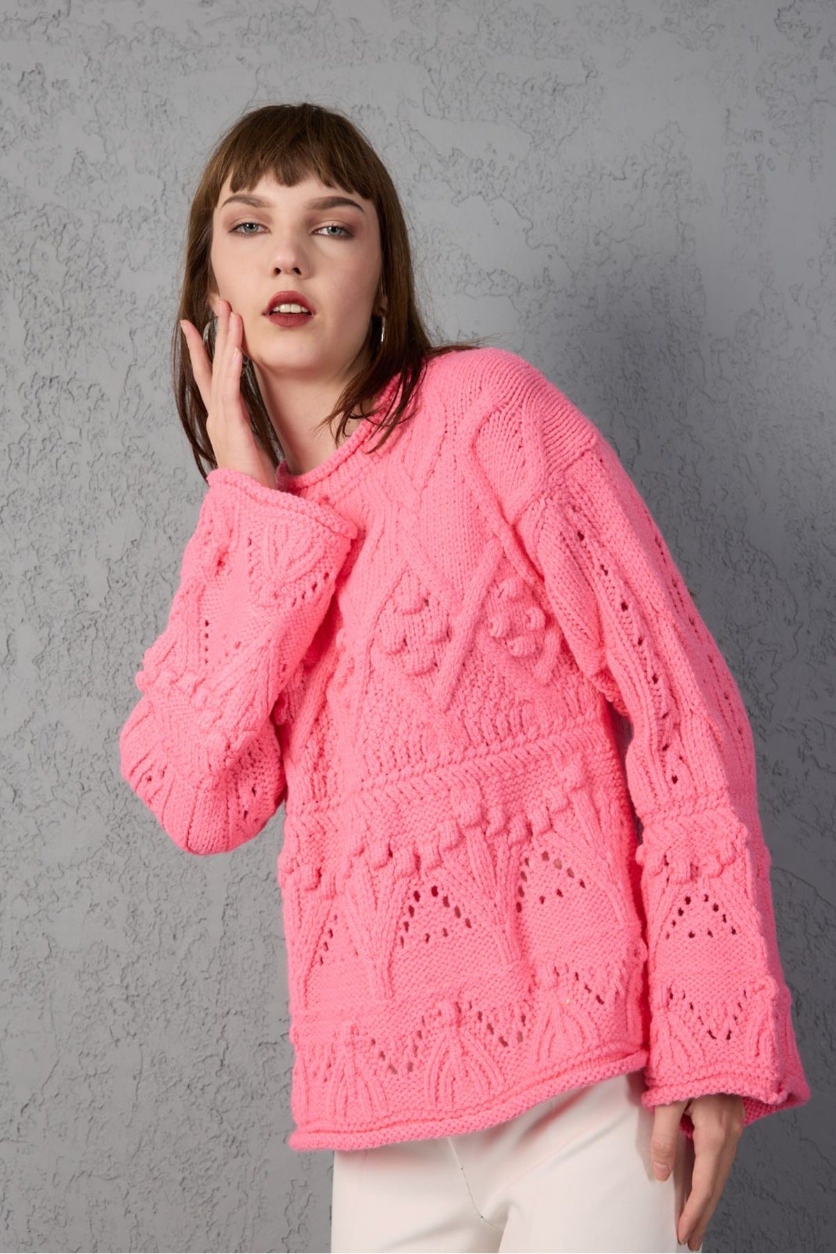 Kadın Triko Kazak Yumoş Kayak Stili Trend Spor Şık 3529