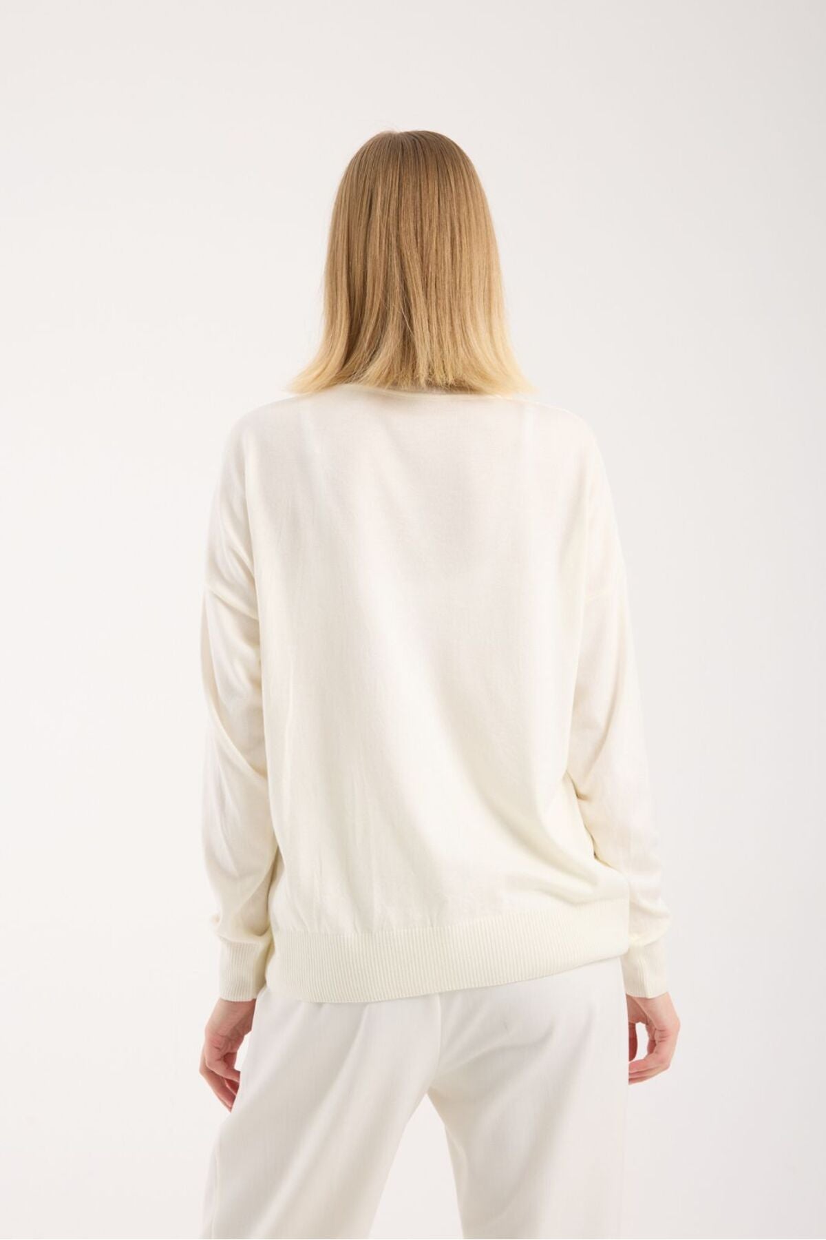 Kadın triko kazak yumuşak doku dik yaka basic 3522