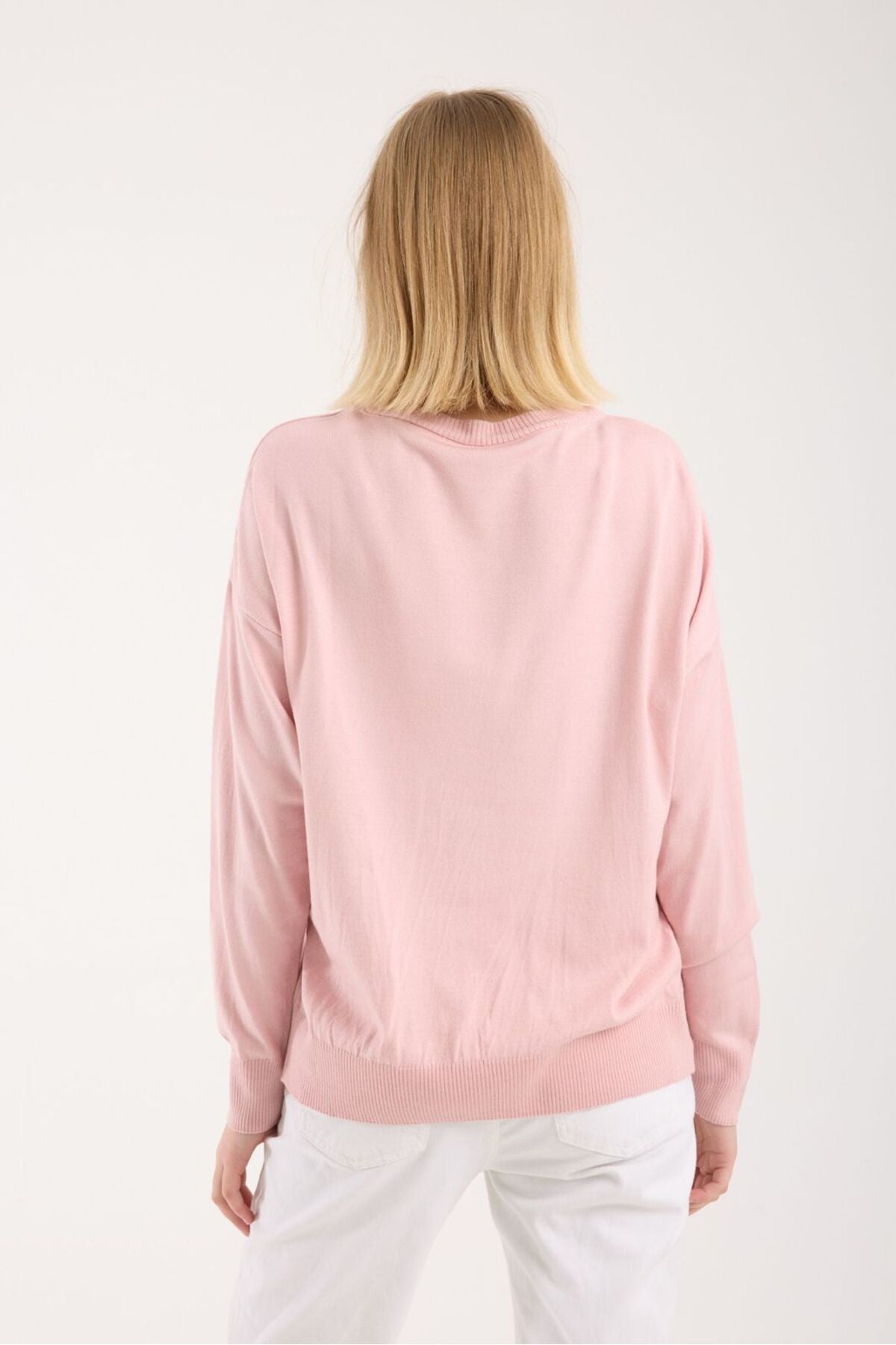 Kadın triko kazak yumuşak doku bisiklet yaka basic 3519