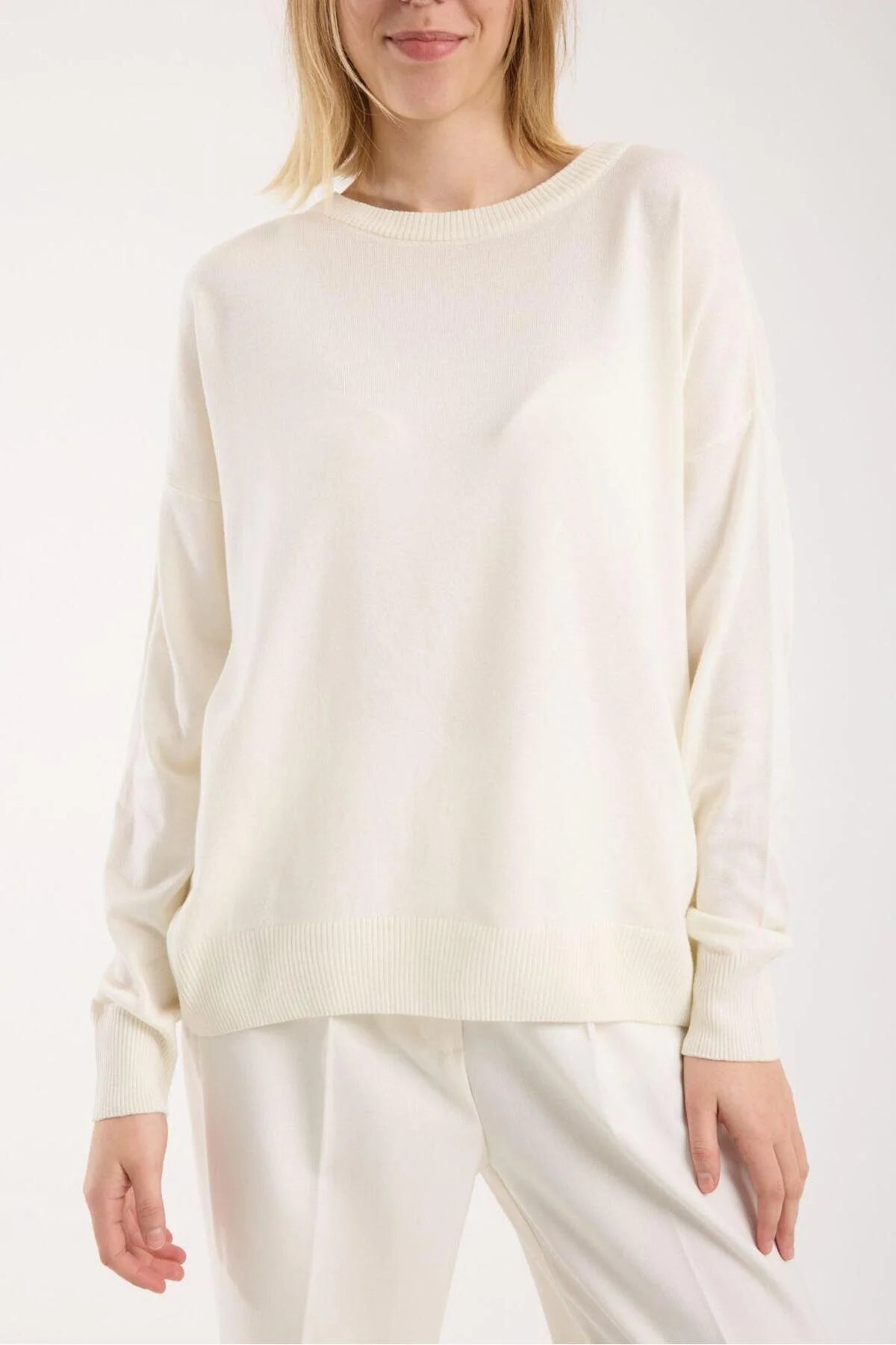 Kadın triko kazak yumuşak doku bisiklet yaka basic 3519