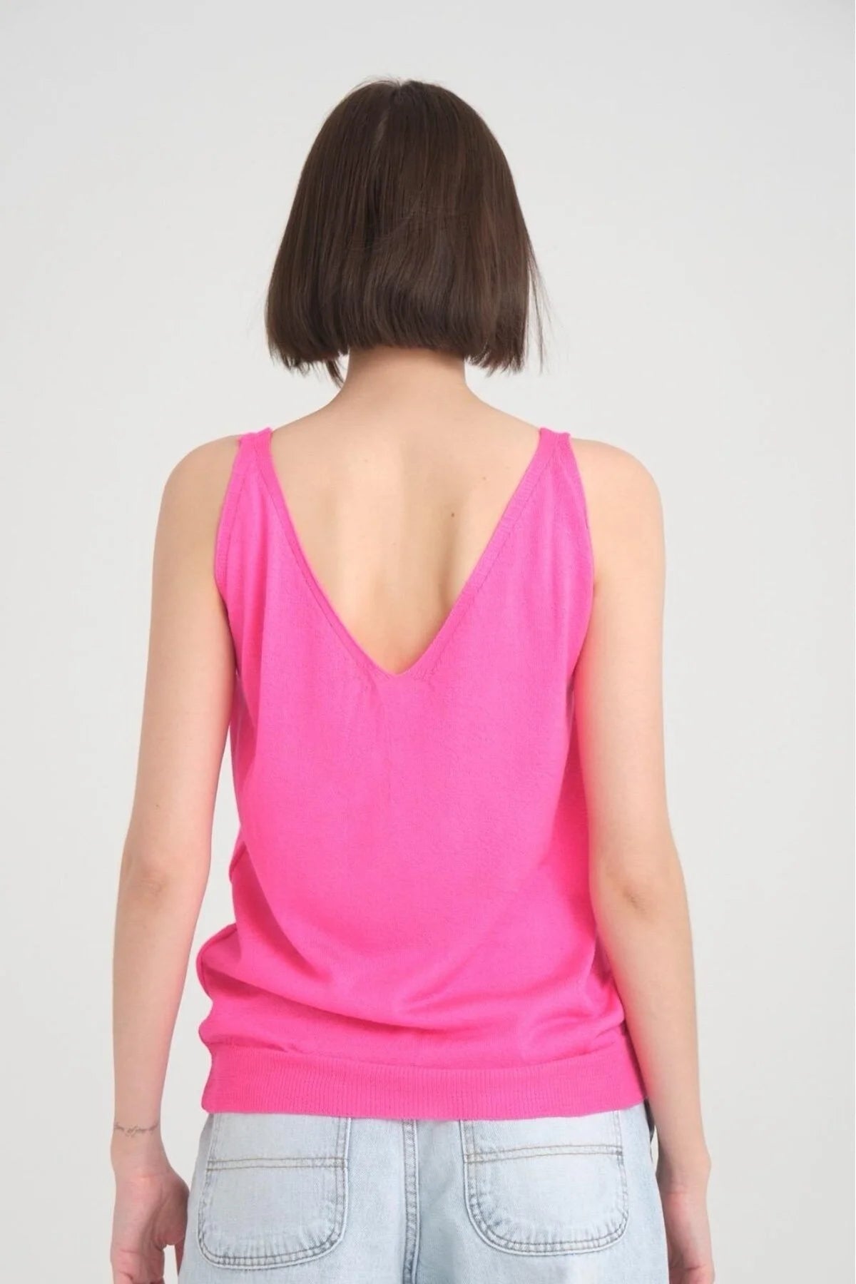 Kadın Atlet Merserize Rahat Kalıp Ön Ve Arka V Yaka Askılı Atlet 3360