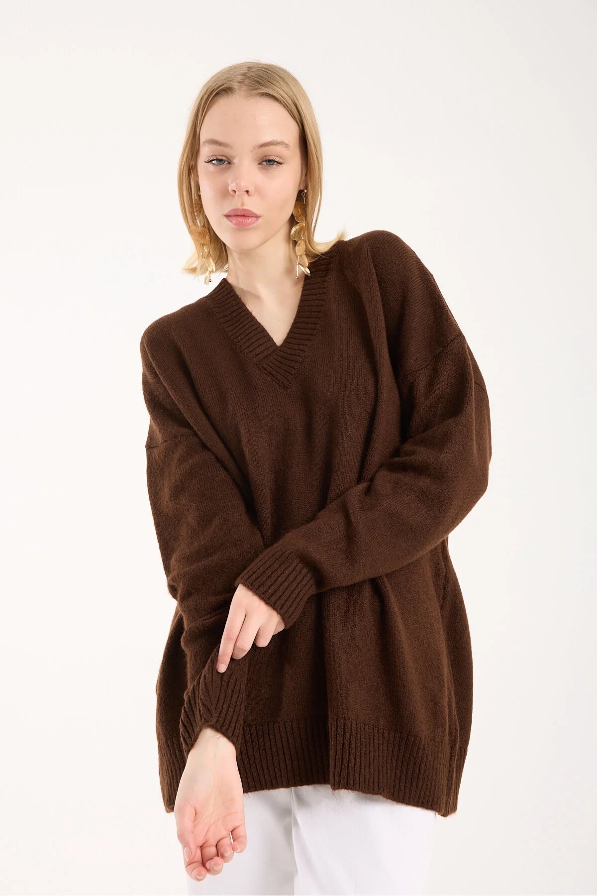 Yumoş ip düğmeli cepli kadın hırka 6517