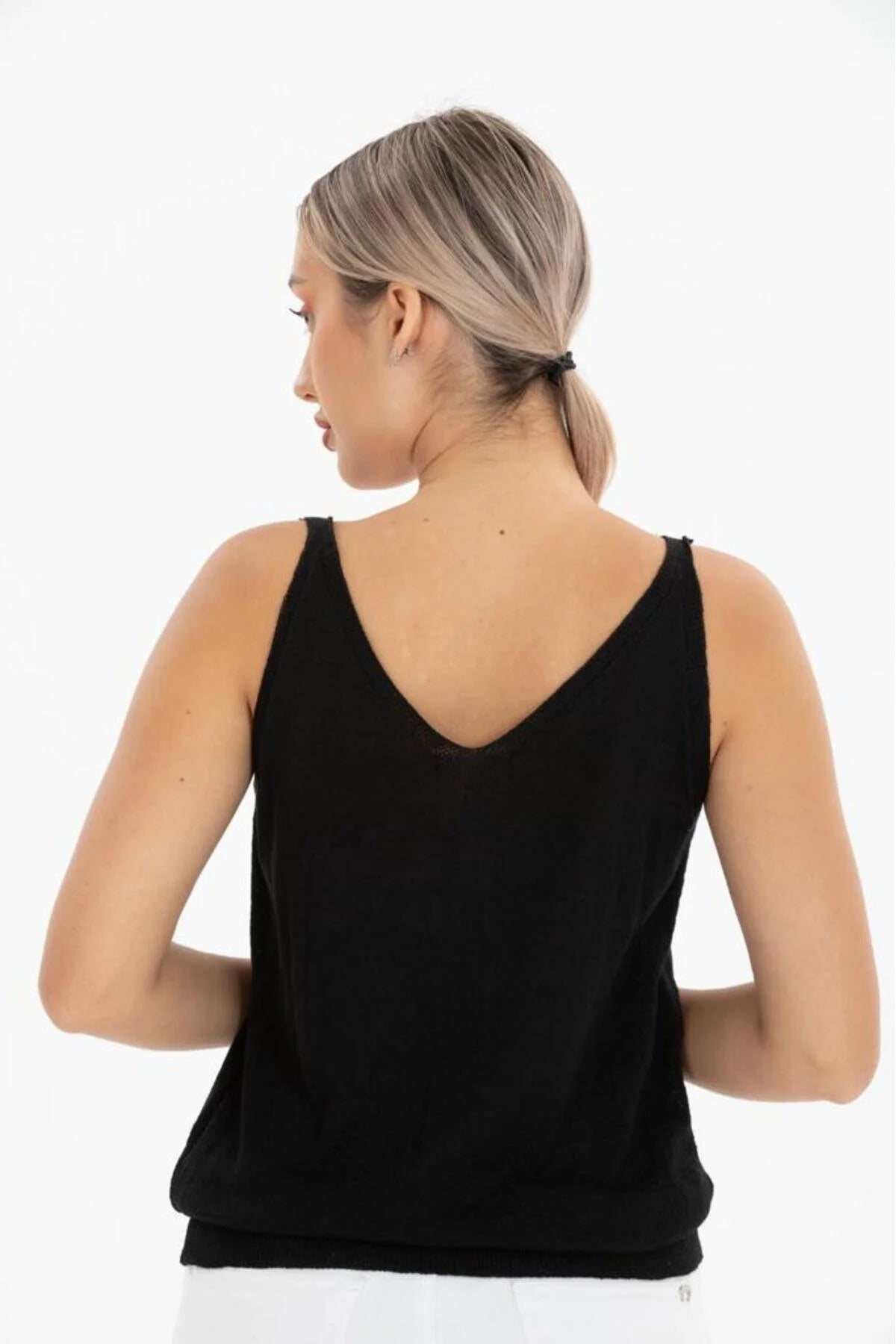 Kadın Atlet Merserize Rahat Kalıp Ön Ve Arka V Yaka Askılı Atlet 3360