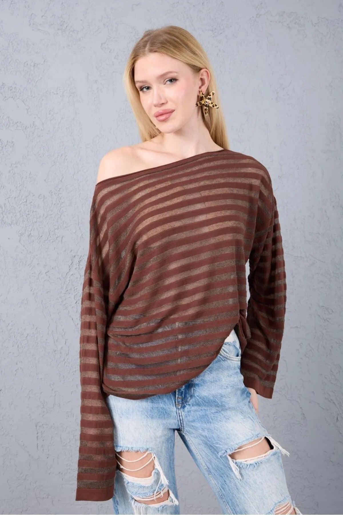 Kadın Triko Kazak Merserize Yumuşak Doku Transparan Şık Yeni Yıl Trend 3513