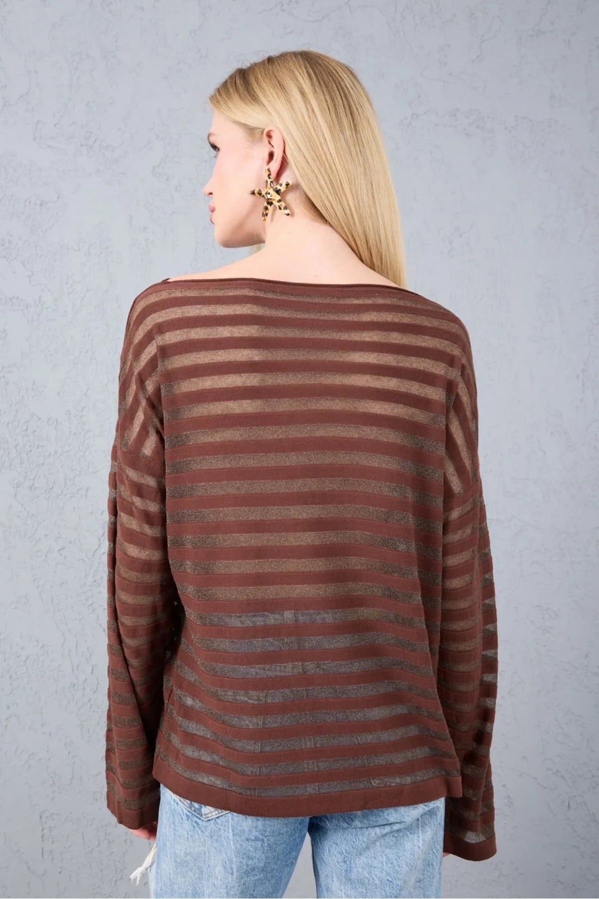 Kadın Triko Kazak Merserize Yumuşak Doku Transparan Şık Yeni Yıl Trend 3513