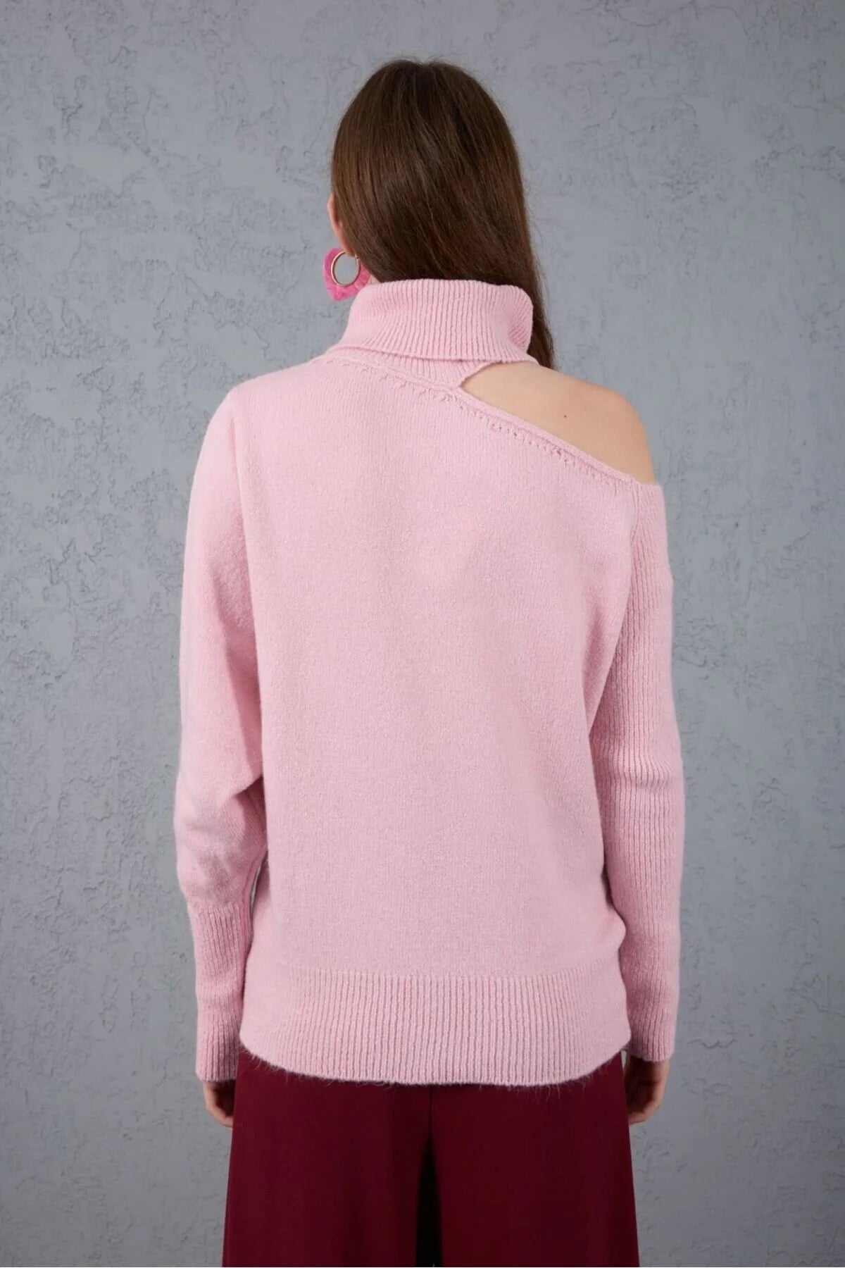 Kadın Triko Kazak Yumoş Omzu Açık Trend Yeni Yıl Kayak Rahat Kesim 6512