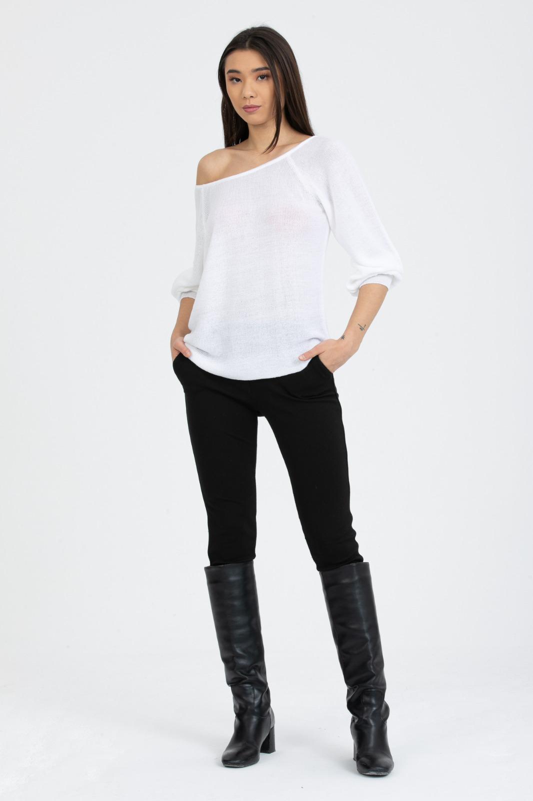 Kadın Giyim Bluz Triko Kazak Düşük Omuz Merserize Rahat Kalıp Örme Triko 3322