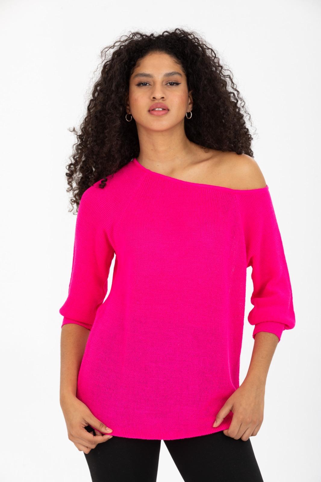 Kadın Giyim Bluz Triko Kazak Düşük Omuz Merserize Rahat Kalıp Örme Triko 3322