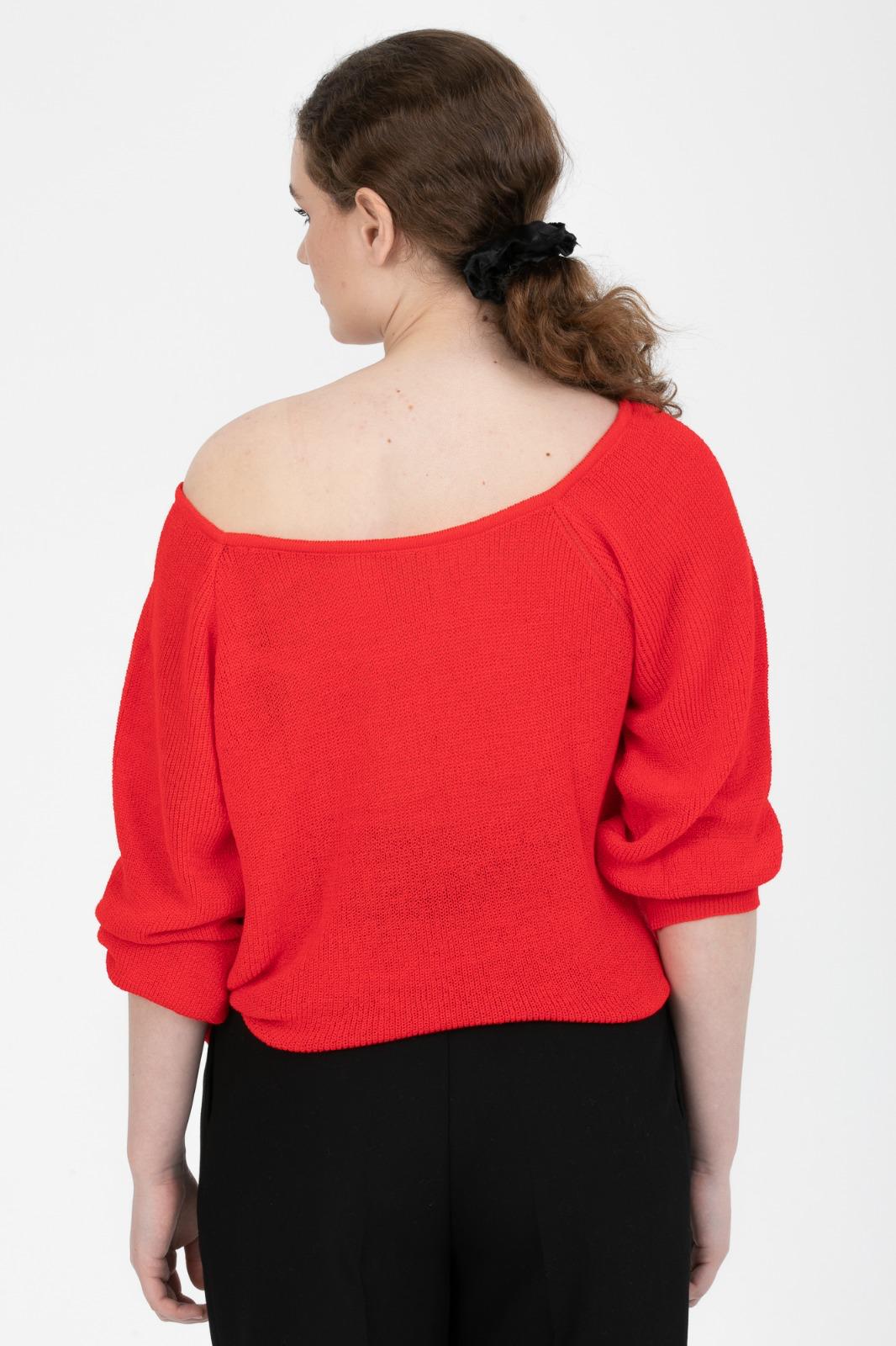 Kadın Giyim Bluz Triko Kazak Düşük Omuz Merserize Rahat Kalıp Örme Triko 3322