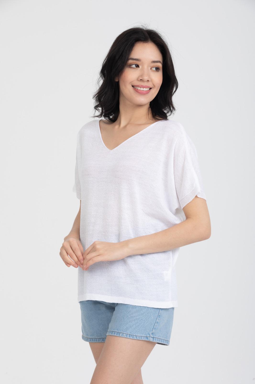 Kadın Triko Kazak Merserize V Yaka Basic Yumuşak Dokulu Rahat Kesim Ofis Stili 3347