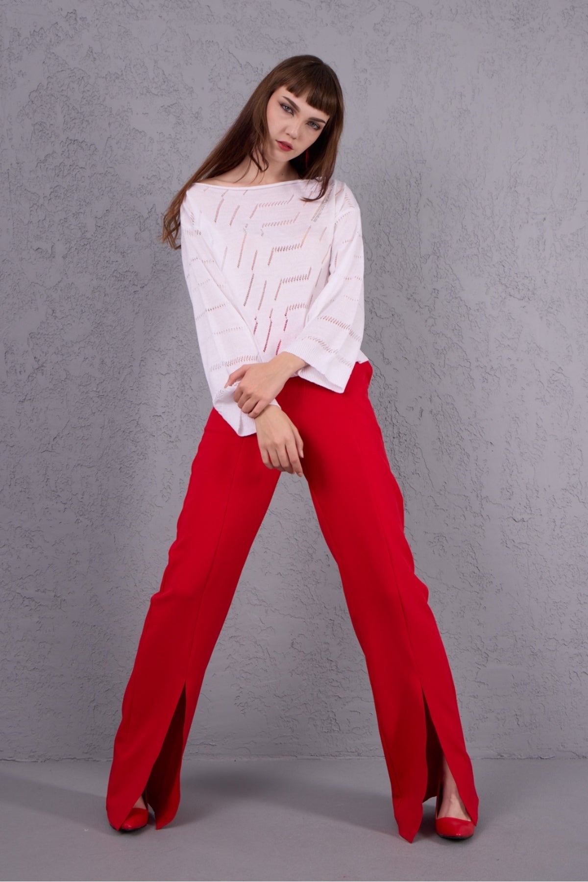 Kadın Triko Kazak Giyim Taşlı Kayık Yaka Tasarım Şık Yeni Yıl 3535