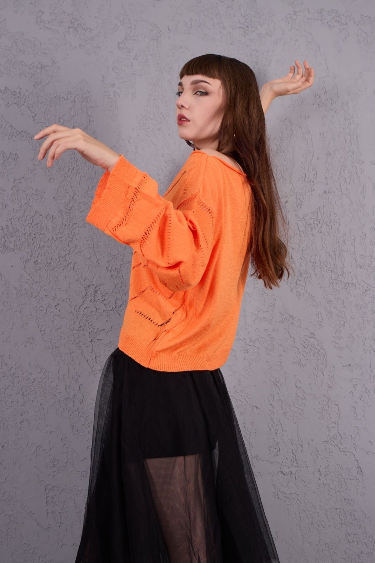 Kadın Triko Kazak Giyim Taşlı Kayık Yaka Tasarım Şık Yeni Yıl 3535