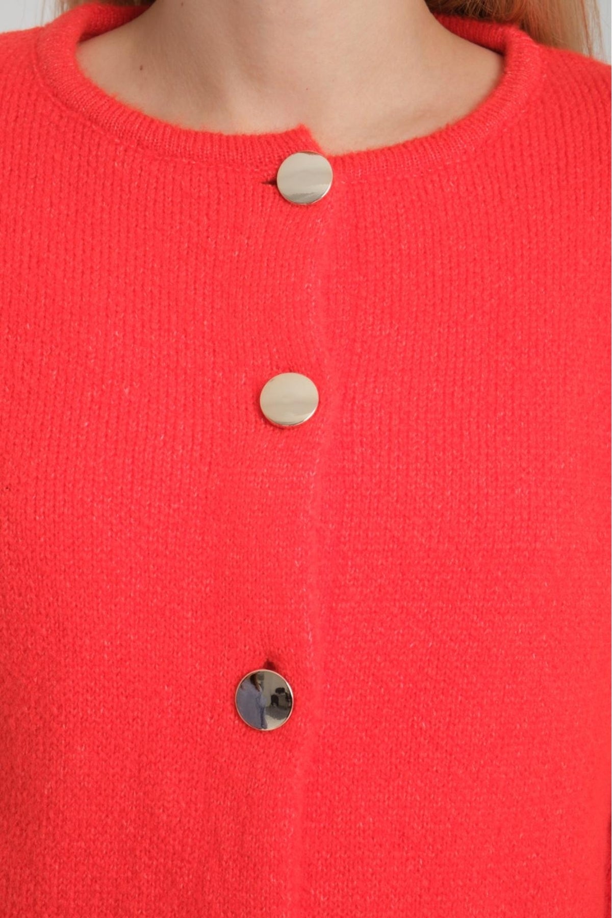 kadın triko hırka düğmeli uzunkol yumoş bisiklet yaka rahat kalıp hırka 3475