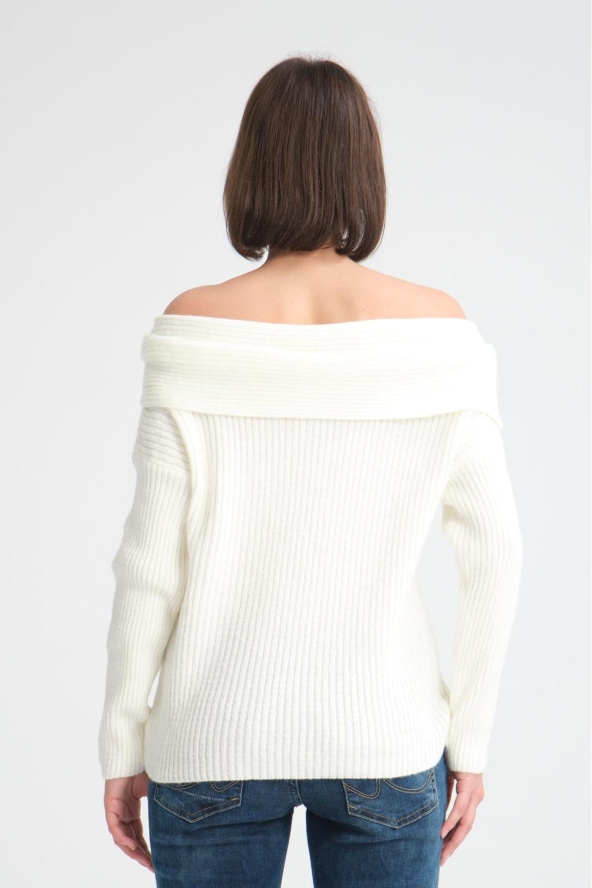 kadın yumoş kalın yumuşak Madonna yaka şık triko uzun kol kazak 3465