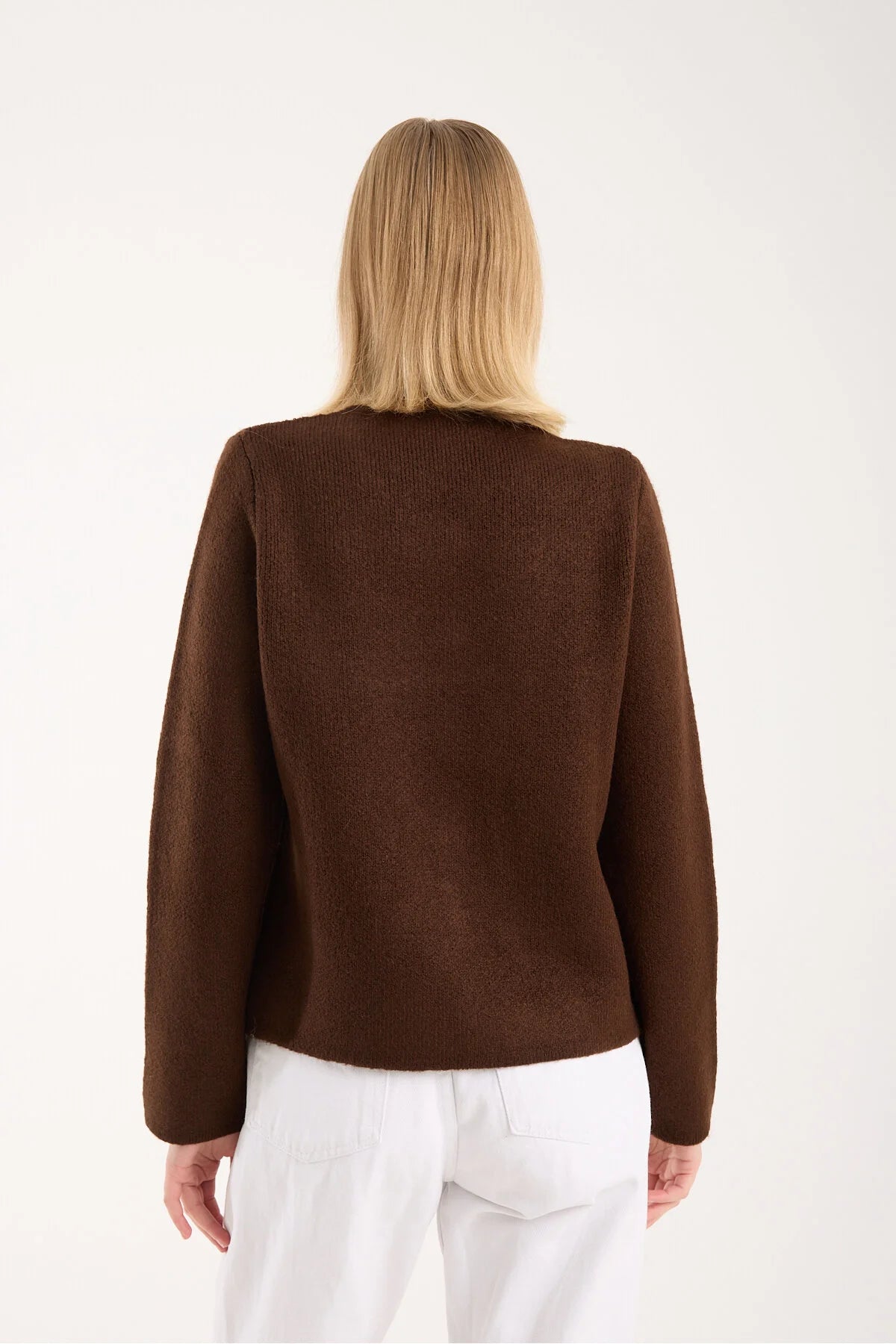 Yumoş ip düğmeli cepli kadın hırka 6517