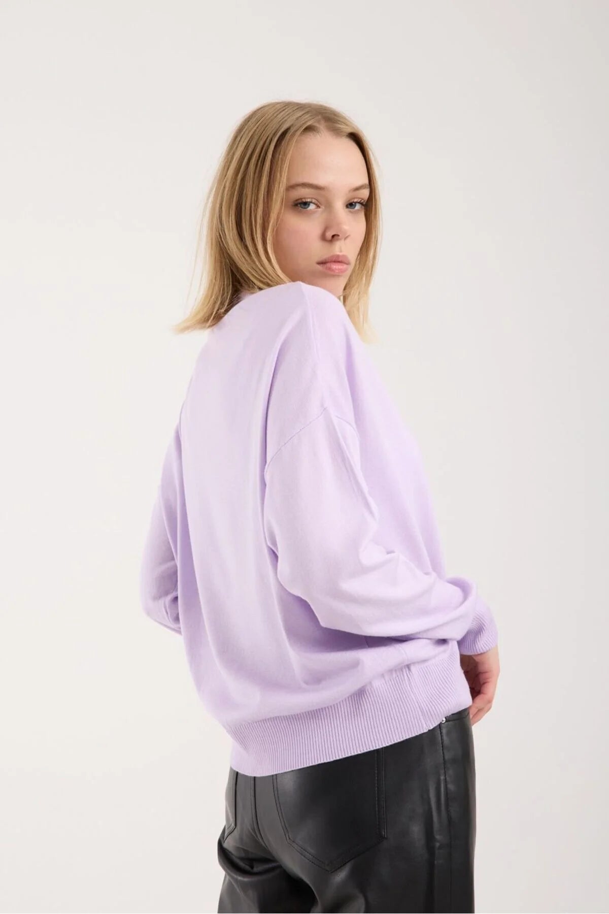 Kadın triko kazak yumuşak doku dik yaka basic 3522