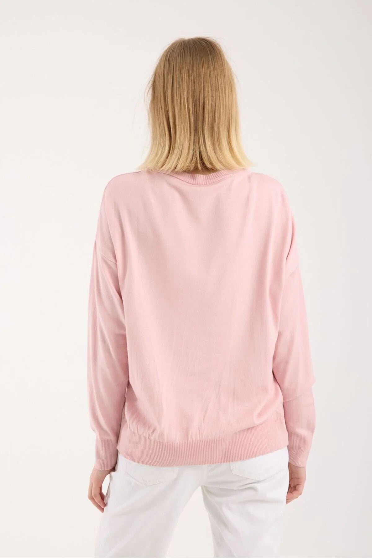 Kadın triko kazak yumuşak doku bisiklet yaka basic 3519