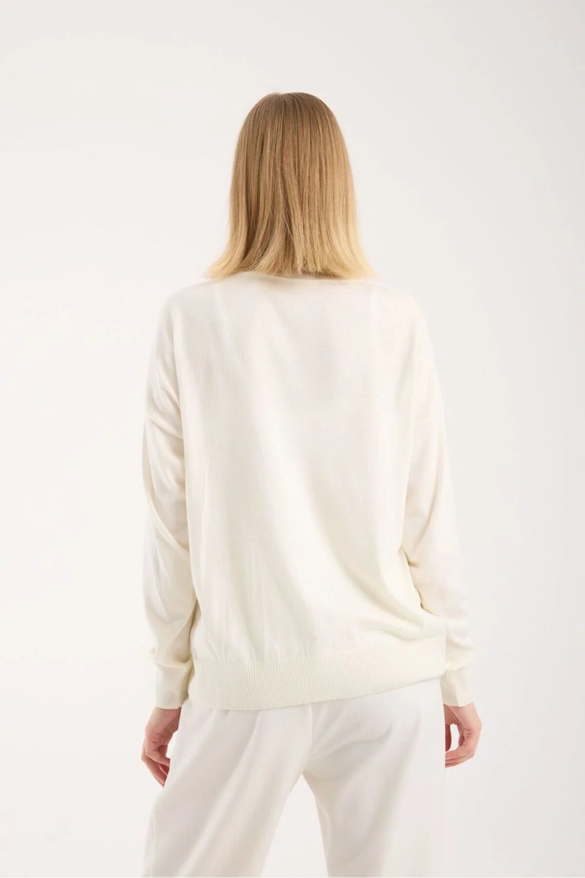 Kadın triko kazak yumuşak doku dik yaka basic 3522