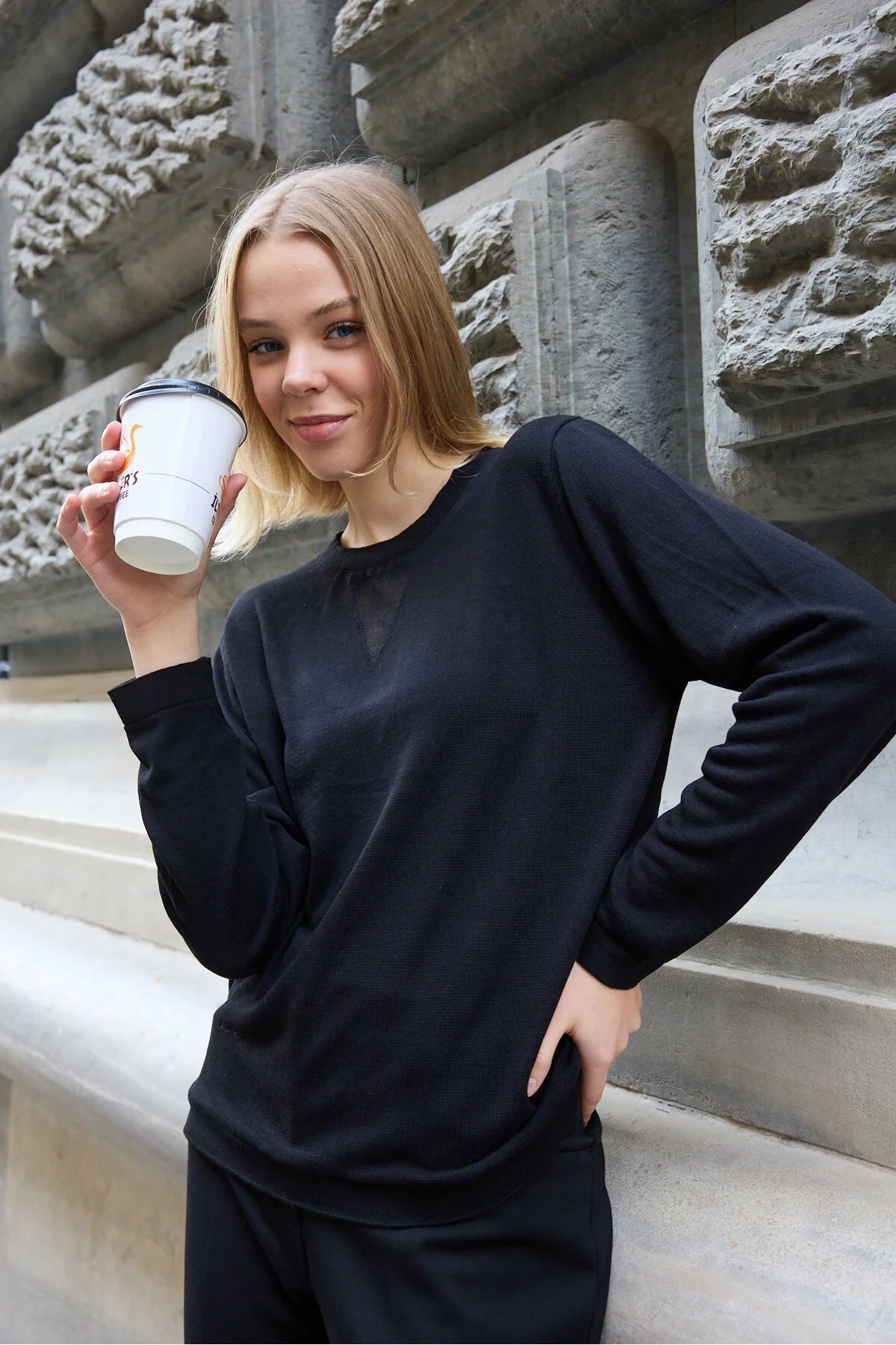 Kadın triko kazak yumuşak doku viskon ip bisiklet yaka 3551