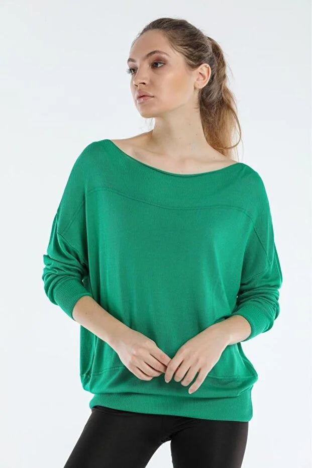 Kadın triko kazak Düşük Omuz İnce Viskon Triko Örme Kazak 8540