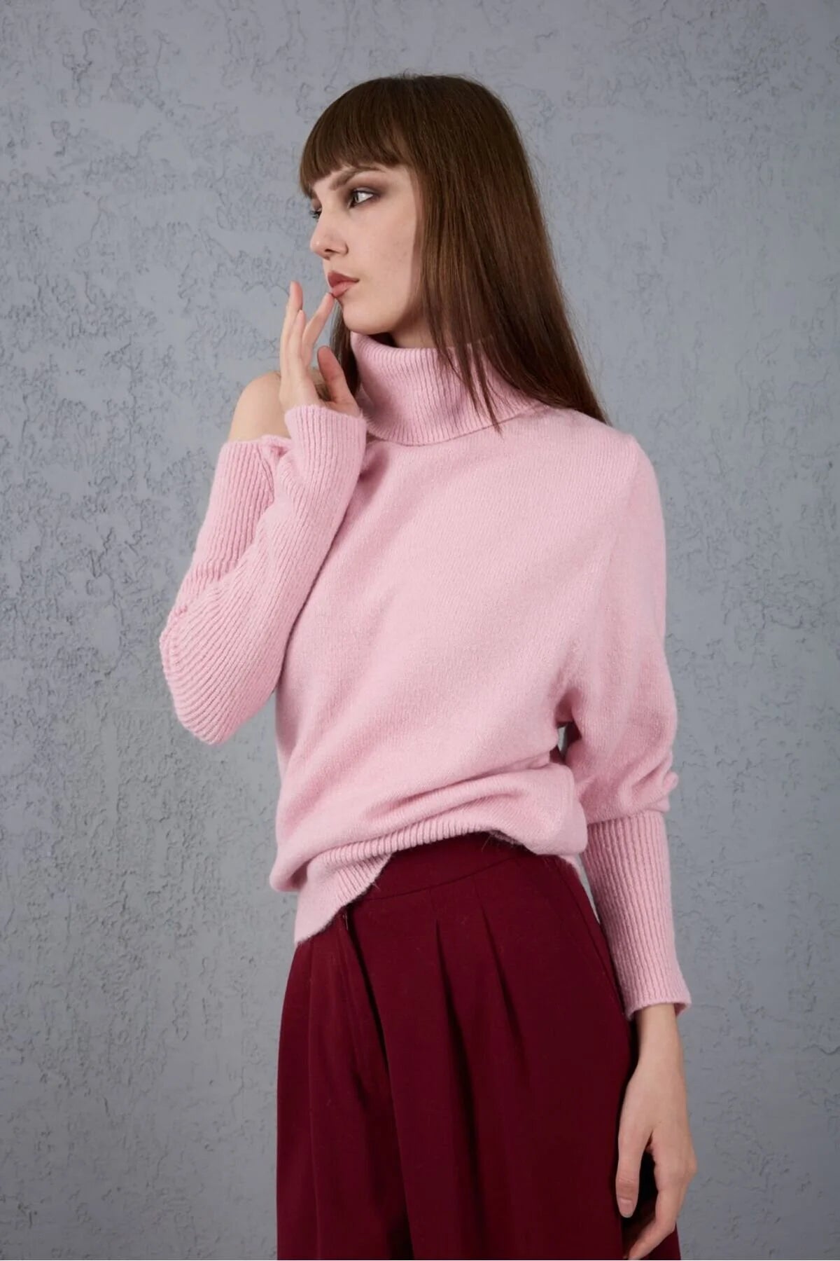 Kadın Triko Kazak Yumoş Omzu Açık Trend Yeni Yıl Kayak Rahat Kesim 6512