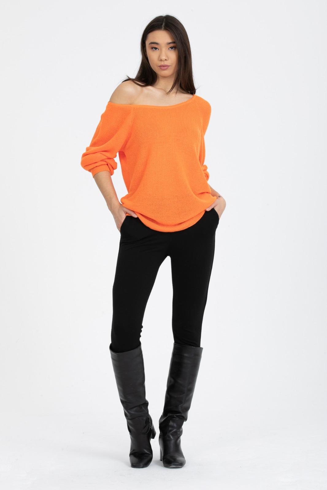 Kadın Giyim Bluz Triko Kazak Düşük Omuz Merserize Rahat Kalıp Örme Triko 3322