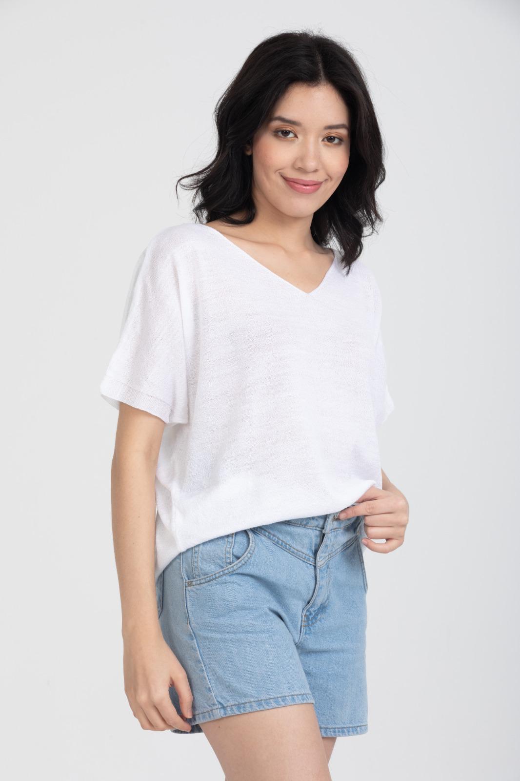 Kadın Triko Kazak Merserize V Yaka Basic Yumuşak Dokulu Rahat Kesim Ofis Stili 3347