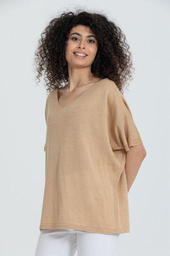 Kadın Triko Kazak Merserize V Yaka Basic Yumuşak Dokulu Rahat Kesim Ofis Stili 3347