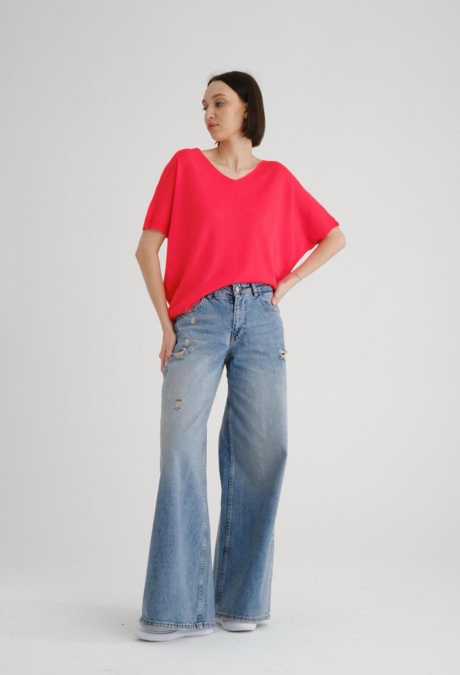 Kadın Triko Kazak Merserize V Yaka Basic Yumuşak Dokulu Rahat Kesim Ofis Stili 3347