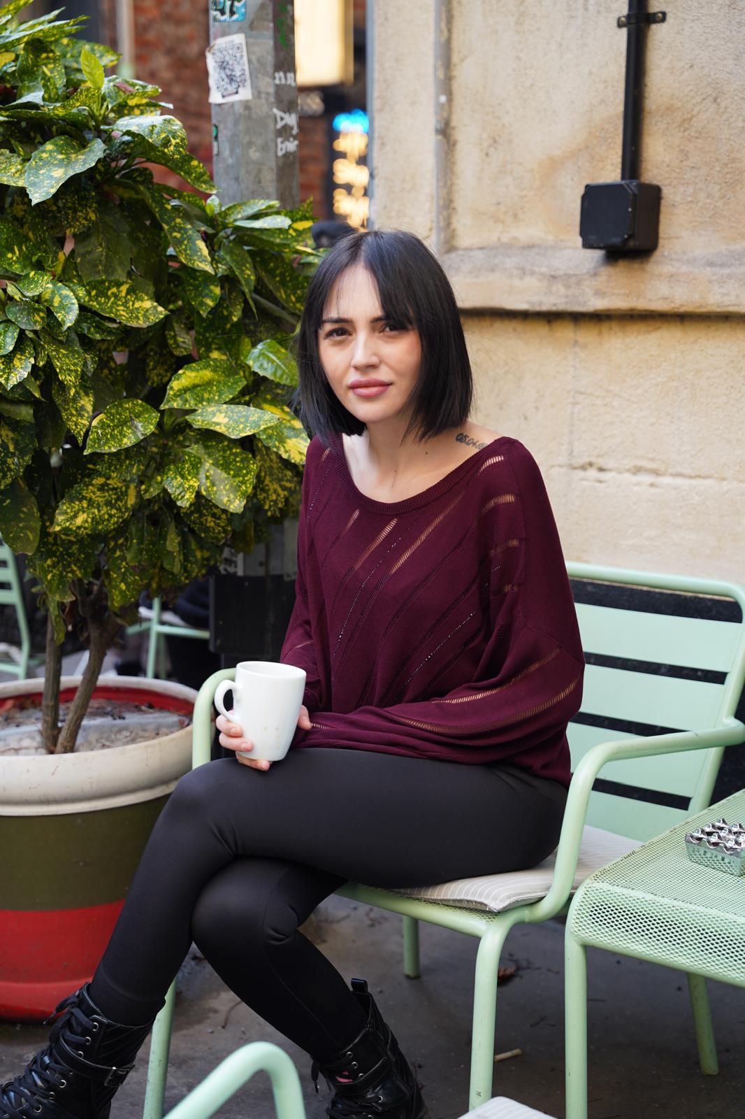 Kadın triko kazak yumuşak doku viskon ip geniş yaka 3514